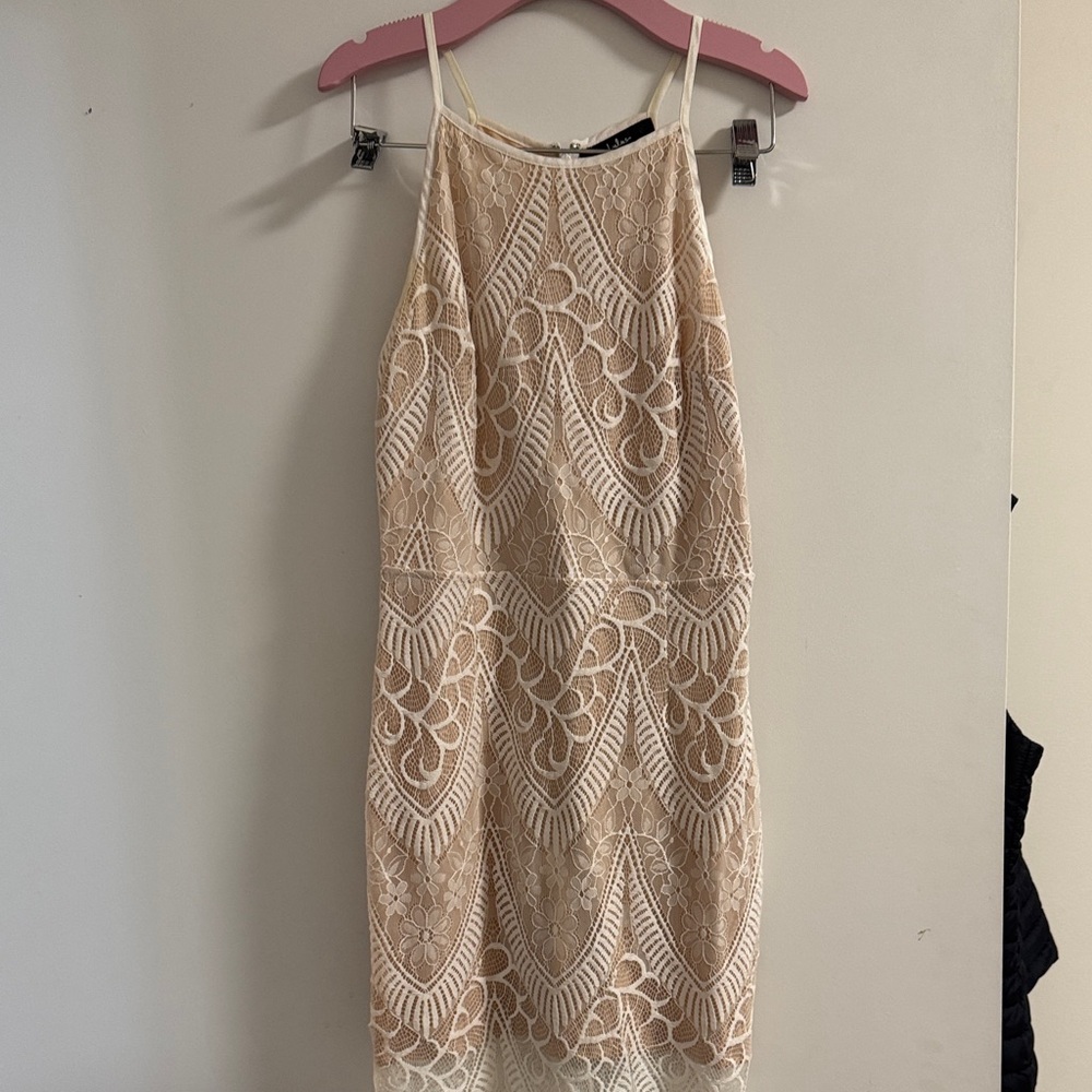 Lulu's Cream Lace Midi Dress